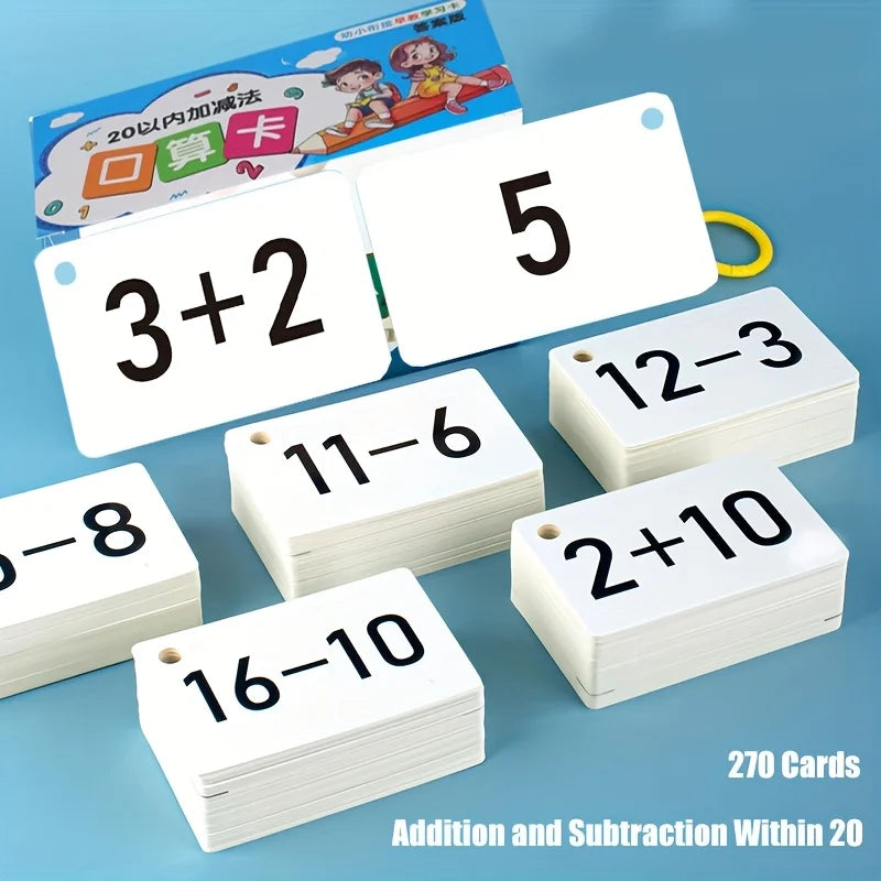 Math Learning Cards with Numbers, Symbols & Practice