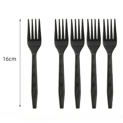 Solid Black Party Tableware Set