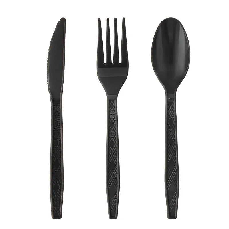 Solid Black Party Tableware Set