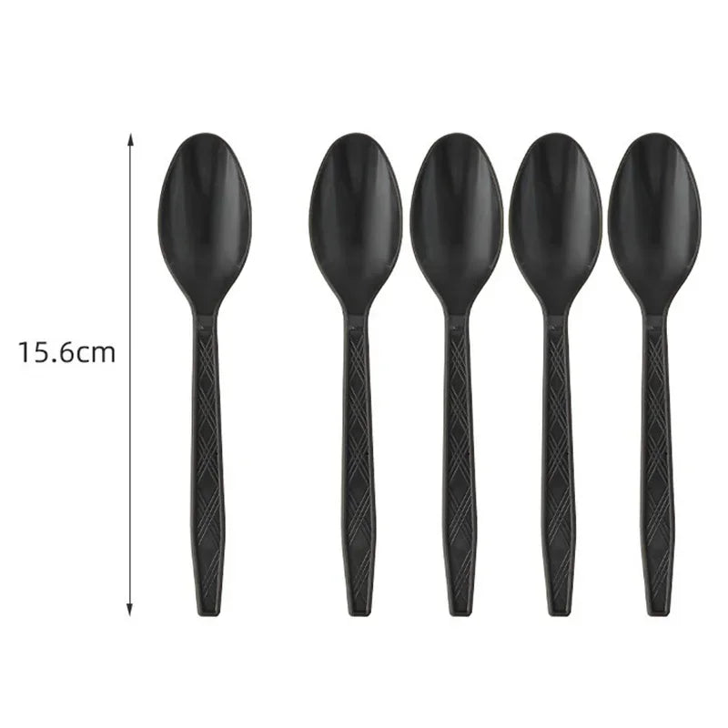 Solid Black Party Tableware Set
